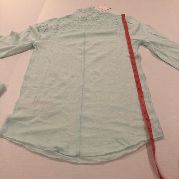 NWT Free People Caroline long-sleeve top, size S, iced aqua - Picture 9 of 13
